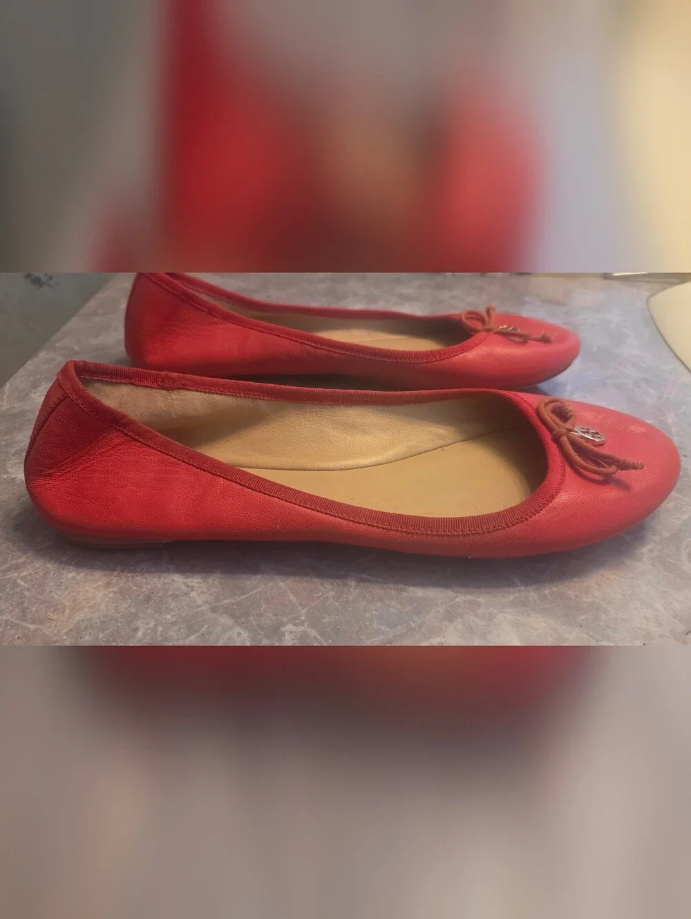 Tory Burch Red Leather Ballet Flats